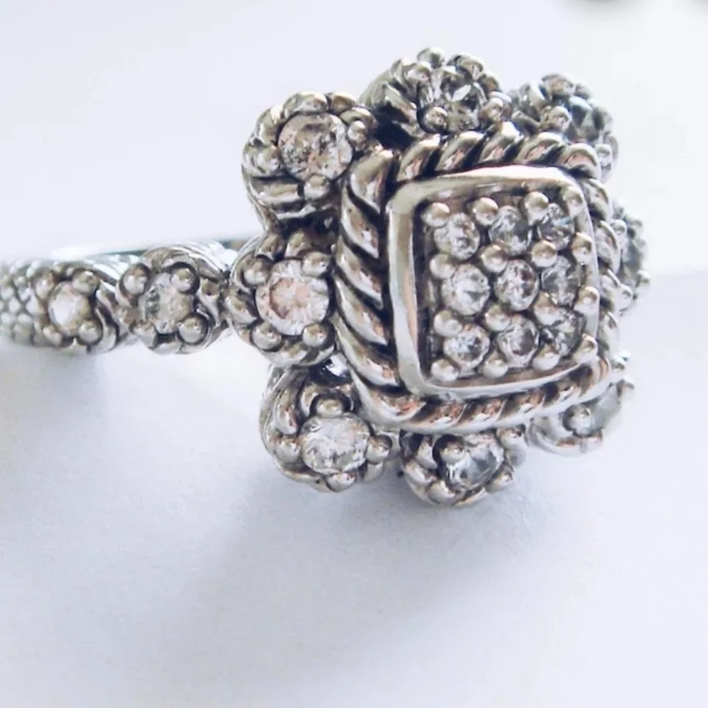 Judith Ripka .925 Floral Ring Size 7